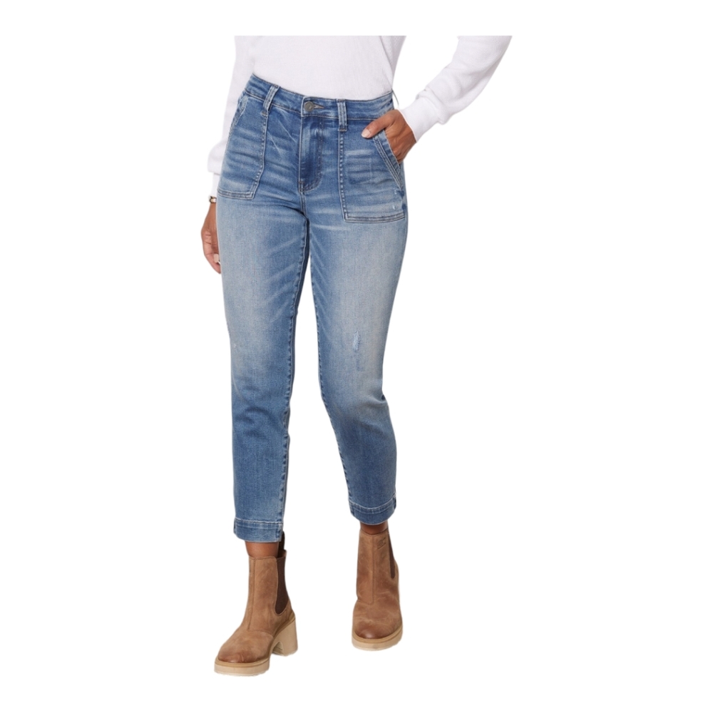 NWT KUT from the Kloth Reese High-Rise Ankle Straight w/Side Hem Zipper